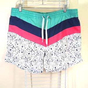Chubbies Medium Men's Stripes & Specks Print Mesh Lining Pockets Swim Trunks